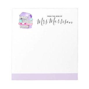 Lila Leselehrer - Geschenktafel Notizblock