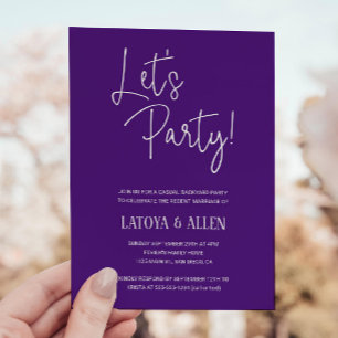 Lila Let's Party Lässig Hochzeitsempfang Elopiert Einladung