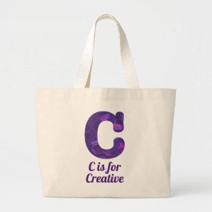 Lila Letter C ist für kreative Monogramme geeignet Jumbo Stoffbeutel