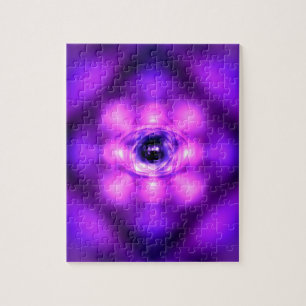 Lila leuchtendes Atom Puzzle
