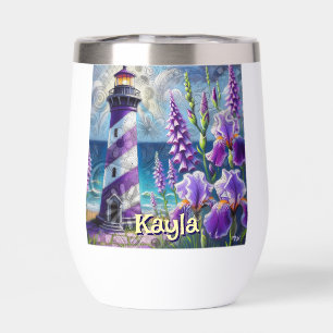 Lila Leuchtturm mit Foxglove & Iris Personalisiert