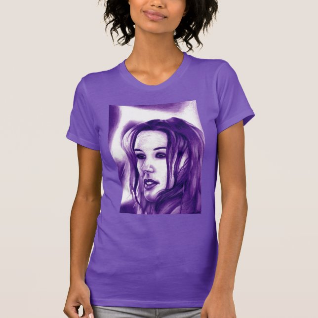 Lila Leute Frauen Portrait Originelle Kunst T-Shirt (Vorderseite)