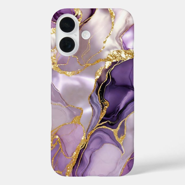 Lila Levander Marmor Handyhülle Gold Luxus Case-Mate iPhone Hülle (Rückseite)