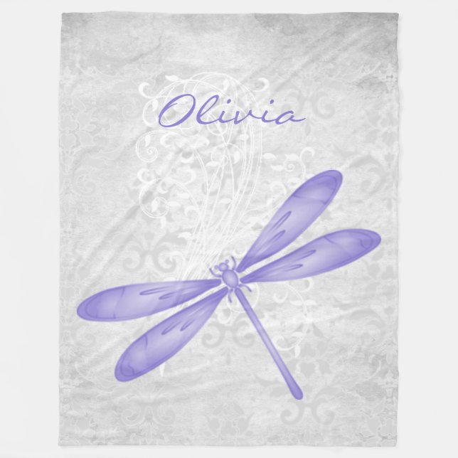 Lila Libelle Personalisiert Fleece Blanket (Vorderseite)