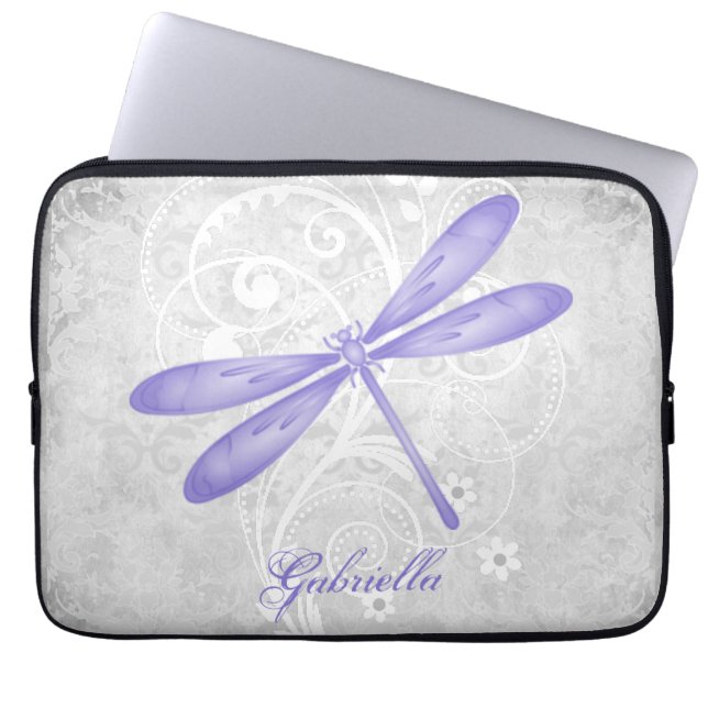 Lila Libelle Personalisiert Laptopschutzhülle (Vorderseite)