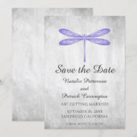 Lila Libelle Save the Date einladen
