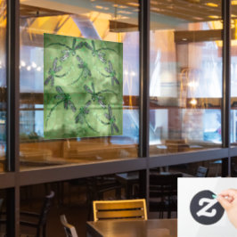 Lila Libellen auf Weich-Kalkgrün Fensteraufkleber