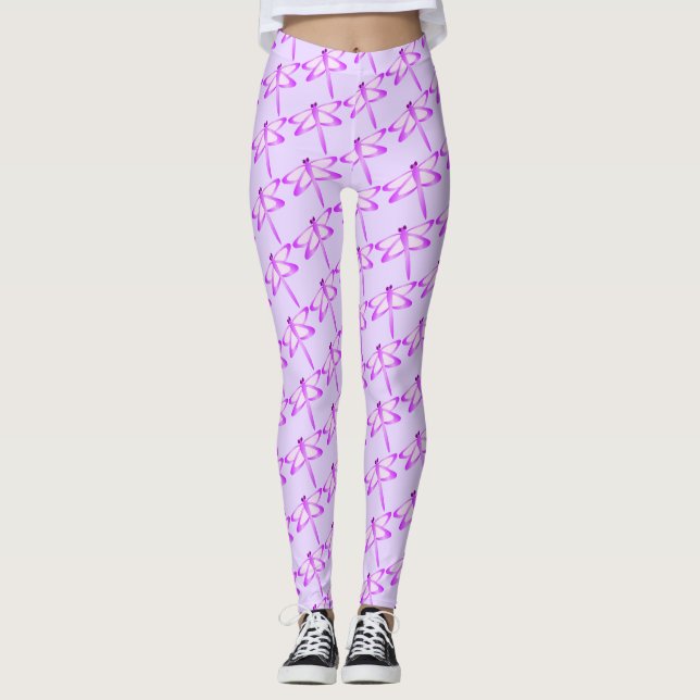 Lila Libellen, die Sie als Hintergrundfarbe auswäh Leggings (Vorderseite)