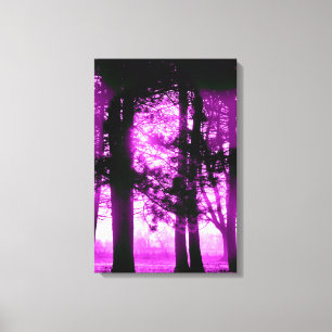 Lila Licht mit Silhouette Bäume Leinwand