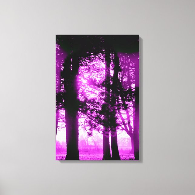 Lila Licht mit Silhouette Bäume Leinwand (Vorderseite)