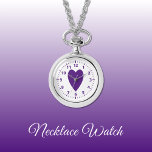 Lila Liebe Armbanduhr<br><div class="desc">Necklace Watch Geschenk. Mit einer lila Liebe Herz und Uhr Zahlen auf weißem Hintergrund.</div>
