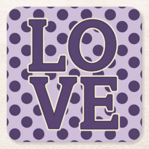 Lila LIEBE Dots Lavender Untersetzer Set