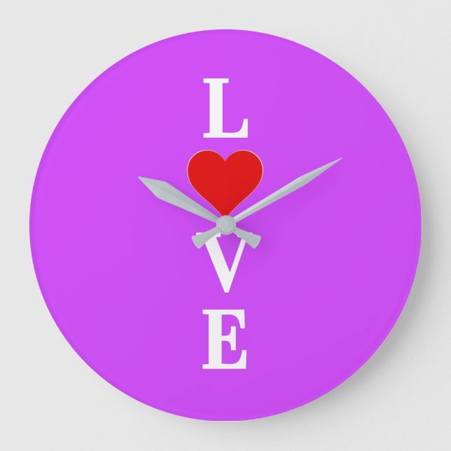 Lila LIEBE Große Wanduhr (Vorderseite)