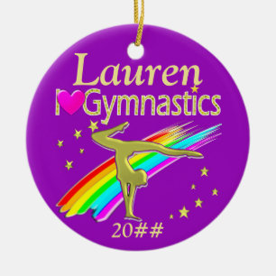 LILA LIEBE GYMNASTICS PERSONALISIERTE ORNATION KERAMIKORNAMENT