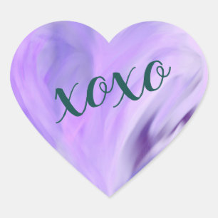 Lila Liebe Herz Xoxo Wasserfarbe gestrichen Herz-Aufkleber