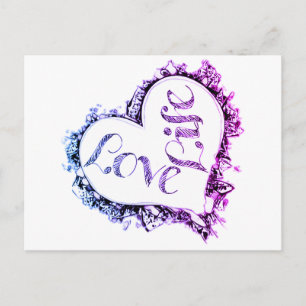 Lila Liebe Herzdesign Postkarte