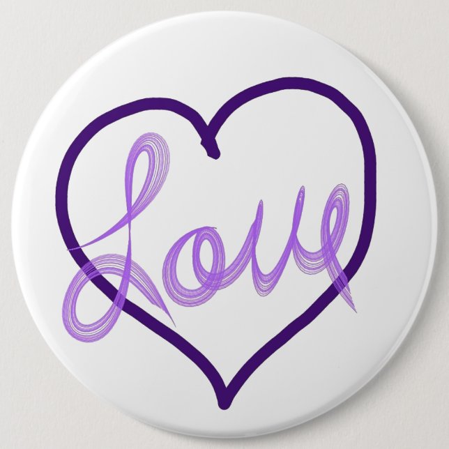 Lila Liebe Herzklopftasten Button (Vorderseite)