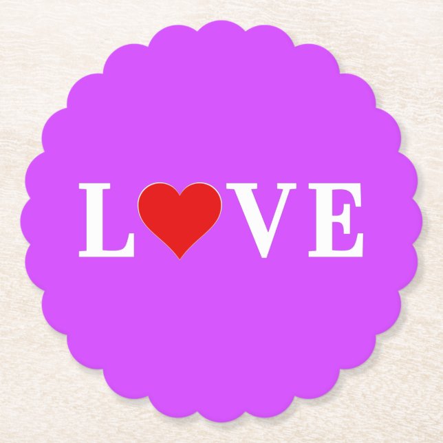 Lila LIEBE Herzlich willkommen Untersetzer (Vorderseite)