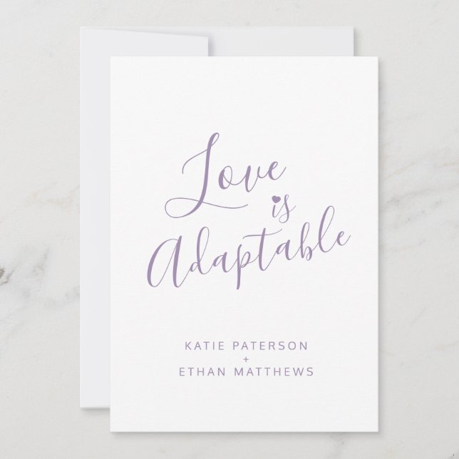 Lila Liebe ist anpassungsfähig Streaming Hochzeit Ankündigung (Vorderseite)