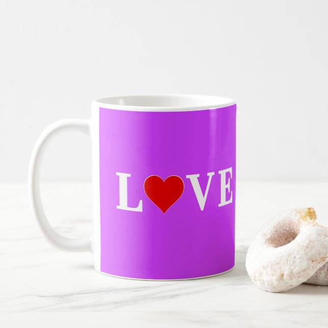 Lila LIEBE Kaffeetasse (Mit Donut)