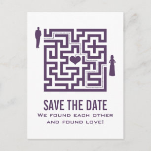 Lila Liebe Save the Date Postkarte
