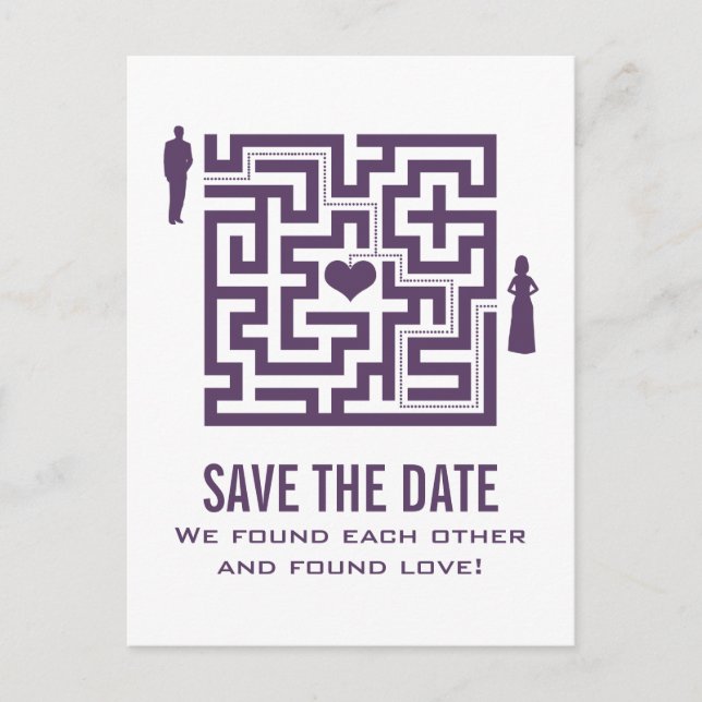 Lila Liebe Save the Date Postkarte (Vorderseite)