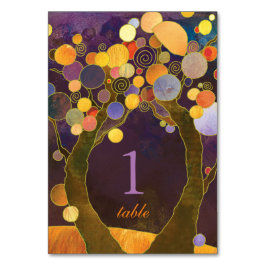 Lila Liebe Trees Boho Wedding Tischnummer