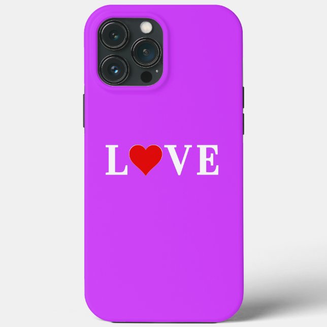 Lila LIEBE und Herz Case-Mate iPhone Hülle (Rückseite)