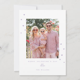 Lila-Liebesherzen Frohen Valentinstag Fotokarte Feiertagskarte