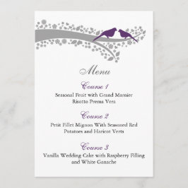 lila Liebesmenükarten mit Whimsy-Baum Menükarte