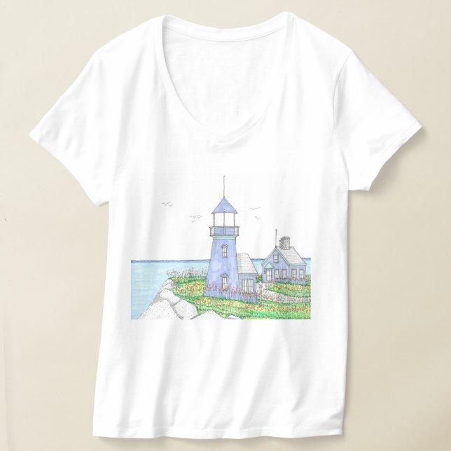 Lila Lighthouse Vneck Tshirt Light Lavender (Ablage )