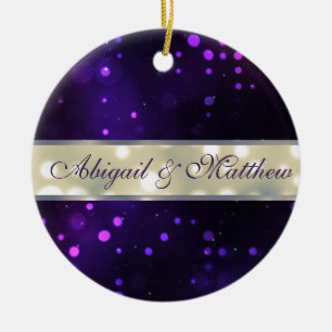 Lila Lights Personalisierter Weihnachtsgeschmack Keramikornament