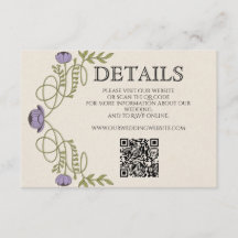 Lila-lila Art Nouveau Hochzeitswebsite QR Code