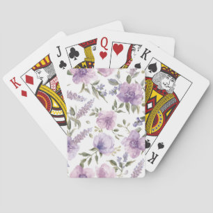 Lila-lila Blumen-Wasserfarbe Botanisch Spielkarten