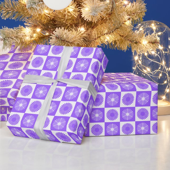 Lila-lila Blumenmuster Geschenkpapier (Feiertage)