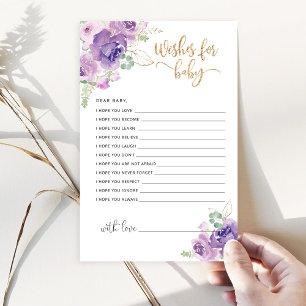 Lila lila Blumenwünsche für Babykarte