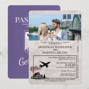 Lila Lila Deutschland Reisepass Hochzeit Einladung