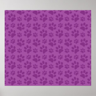 Lila lila Hundetatzen-Druckmuster Poster