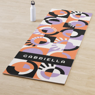 Lila Lila Schwarz Orange Mittelalter Kunst Muster Yogamatte