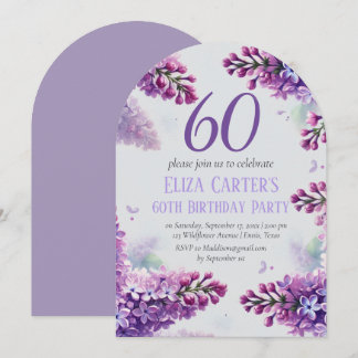 Lila Lilac 60th Floral Elegant Geburtstag Einladung