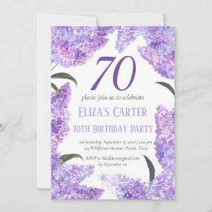 Lila Lilac 70th Floral Elegant Geburtstag Einladung