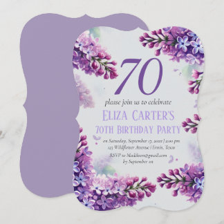 Lila Lilac 70th Floral Elegant Geburtstag Einladung