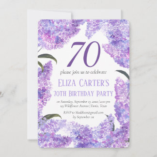 Lila Lilac 70th Floral Elegant Geburtstag Einladung