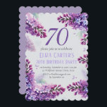 Lila Lilac 70th Floral Elegant Geburtstag Einladung<br><div class="desc">Lila,  elegant,  Lavendel,  lila Blume,  botanische Aquarell 70. Geburtstag Party,  siebzigste Einladungen. Handgemalte Aquarelllik von mir. Personalisieren Sie es mit Ihren Daten.</div>