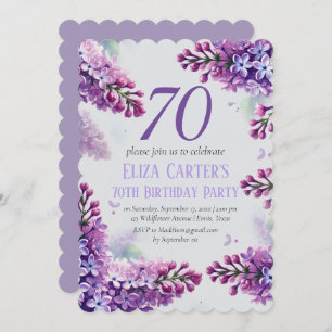 Lila Lilac 70th Floral Elegant Geburtstag Einladung