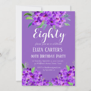 Lila Lilac 80. Achtzig Floral Elegant Geburtstag Einladung