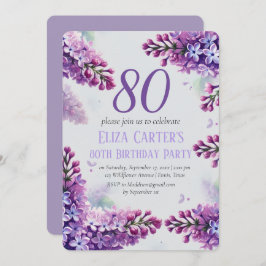 Lila Lilac 80. Floral Elegant Geburtstag Einladung