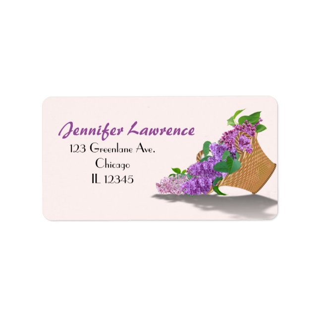 Lila Lilac Basket Address Labels | Anpassen Adressaufkleber (Vorne)