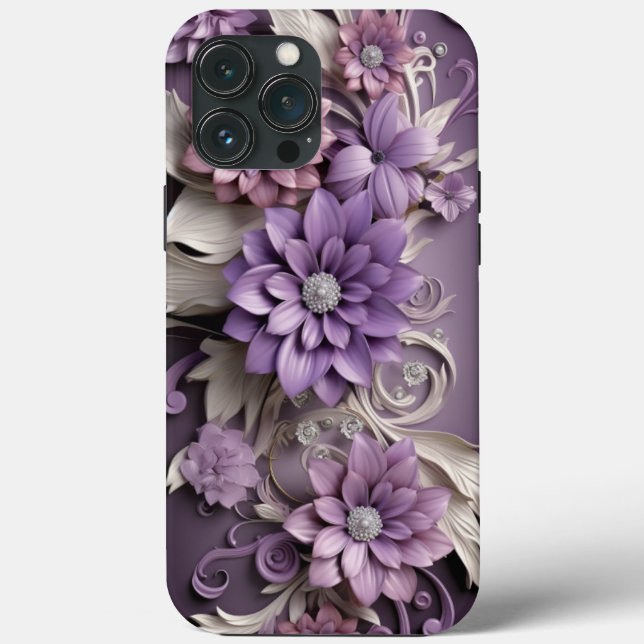 Lila Lilac Blume 3d Case-Mate iPhone Hülle (Rückseite)
