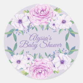 Lila Lilac Blume Babyduschklemme Runder Aufkleber